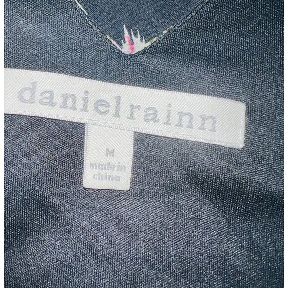 Daniel Rainn Sheer Black Floral Blouse With V Neck Long Sleeves Medium - Picture 3 of 5